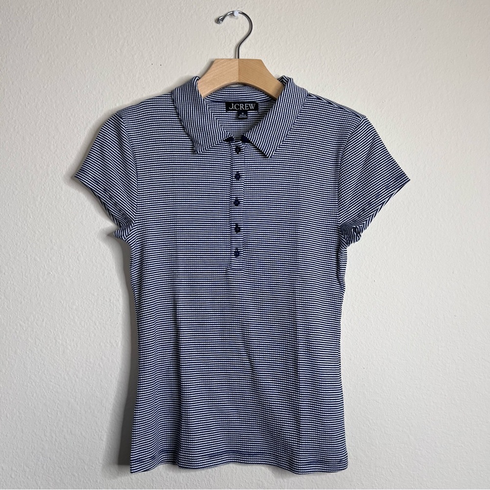 J. CREW Short Sleeve Henley Polo Stripe T Shirt